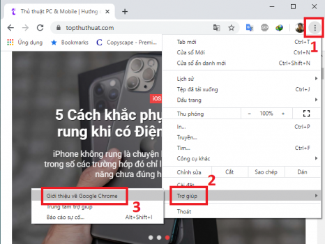 Update chrome phiên bản mới