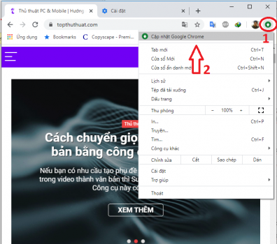 Nâng cấp trình duyệt Chrome