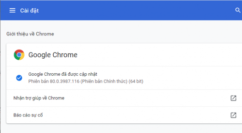 Cập nhật Chrome phiên bản mới nhất