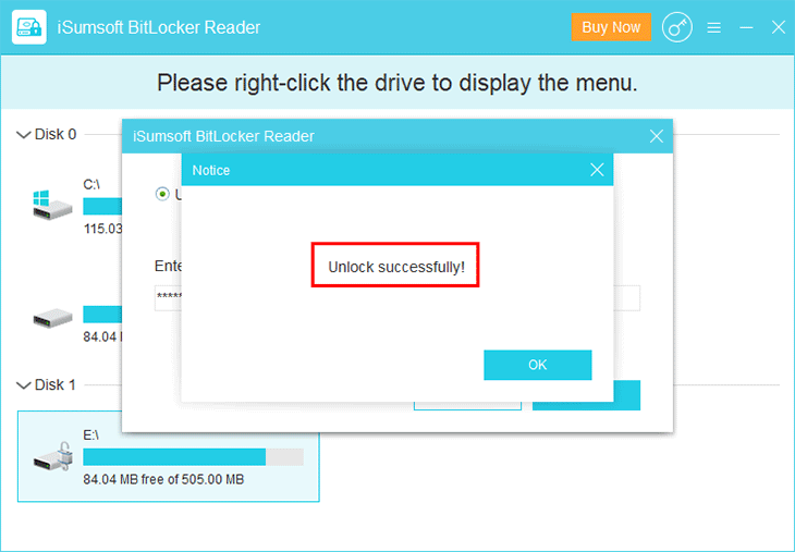 mở khóa ổ bitlocker thành công