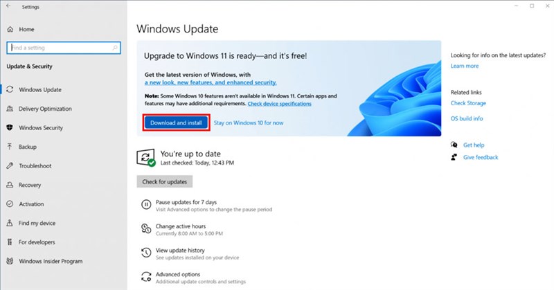 Cách cập nhật Windows 11 chính thức