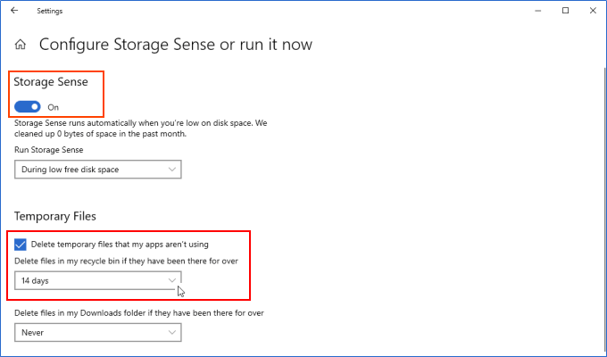 Configure Storage Sense