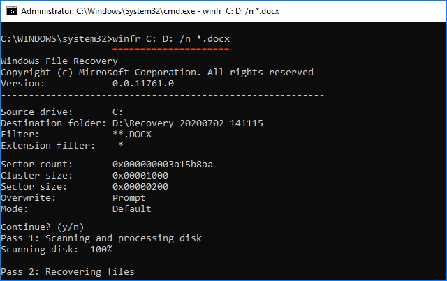 Recover deleted files with default mode